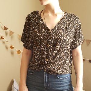 Floral cropped button up